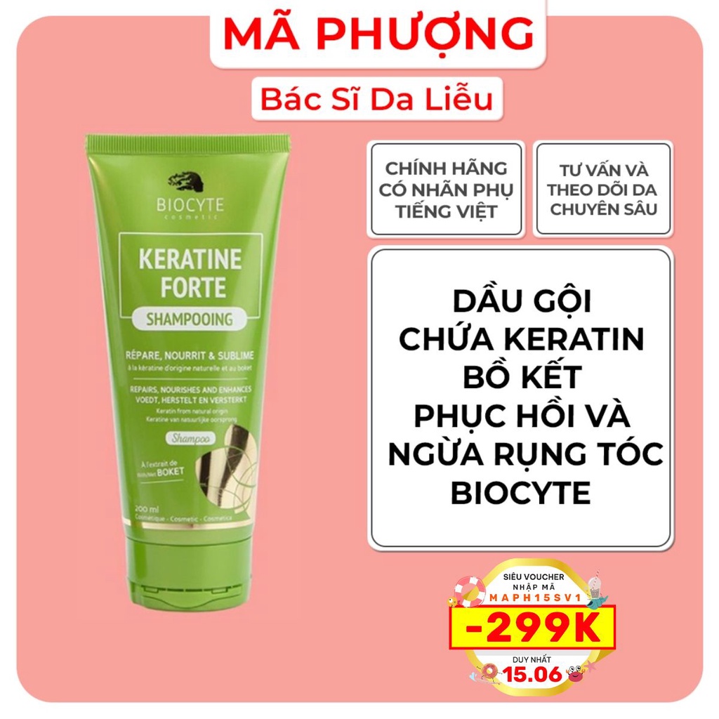 Dầu Gội Keratine Forte Shampooing Biocyte Dầu Gội Giúp Giảm Và Ngăn Ngừa Rụng Tóc