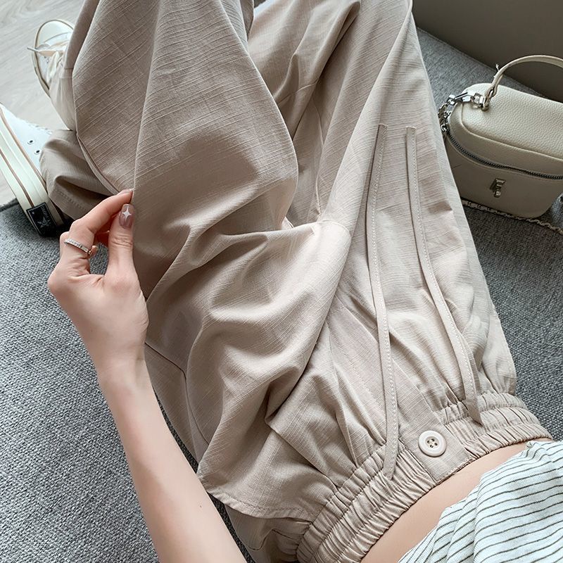 Jiashucheng Quần Dài Lưng Cao Ống Rộng Vải Lụa Mát Thời Trang Mùa Hè Cho Nữ