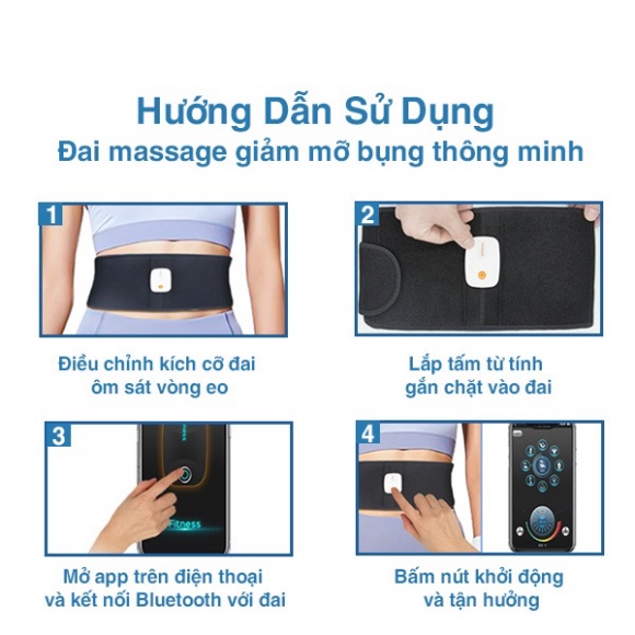 Đai massage bụng Fitness 1102, đai rung giảm mỡ bụng, hỗ trợ giảm mỡ bụng, thon bụng, máy mát xa thư giãn