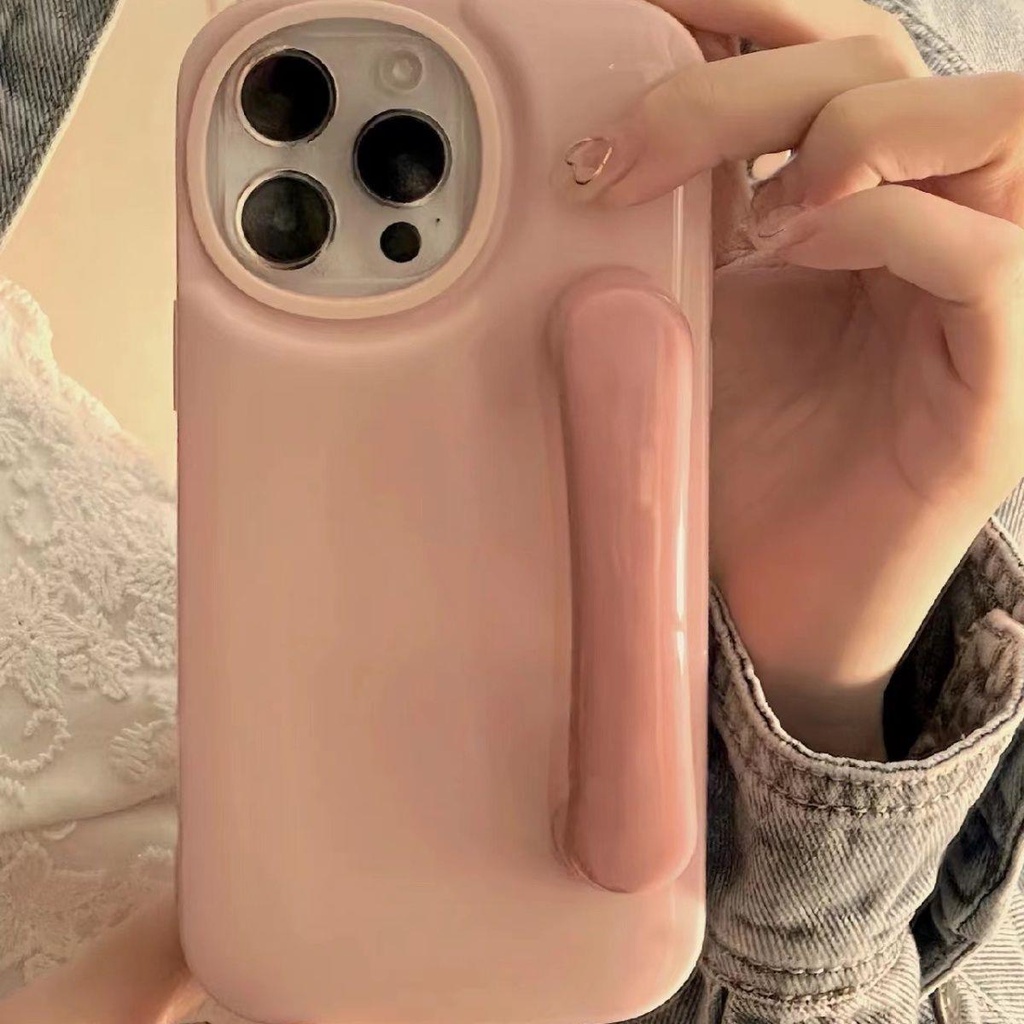 Ốp Điện Thoại Màu macaron Có Tay Cầm Cho iPhone 14 13promax 12 / 11