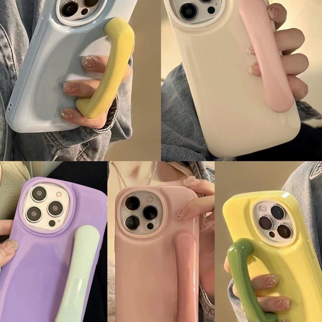 Ốp Điện Thoại Màu macaron Có Tay Cầm Cho iPhone 14 13promax 12 / 11