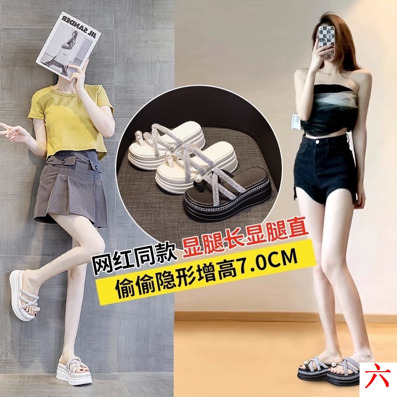 Dép Sandal Đi Biển Mùa Hè 2023 Đế Dày Đính Đá Phong Cách Mới Cho Nữ