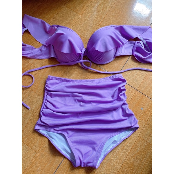 Bikini hai mảnh áo gọng mút nâng cánh tiên kèm quần nhún lưng cao