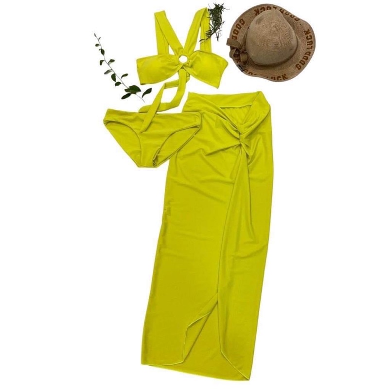 Bikini combo 3  chi tiết áo khoen tròn kèm tà xoắn hông