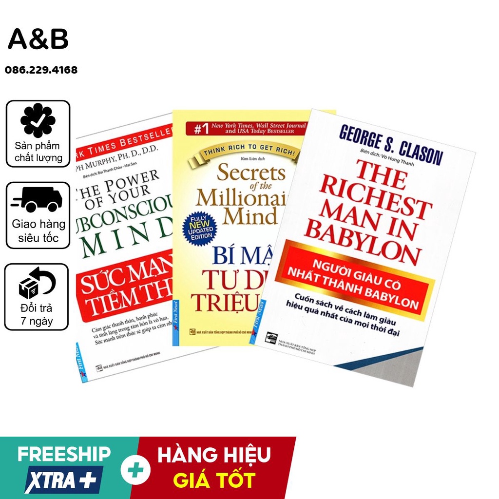 📚 Combo 3 Cuốn: Sức Mạnh Tiềm Thức + Bí Mật Tư Duy Triệu Phú + Người Giàu Có Nhất Thành Babylon | Thanh lý - Xả Kho