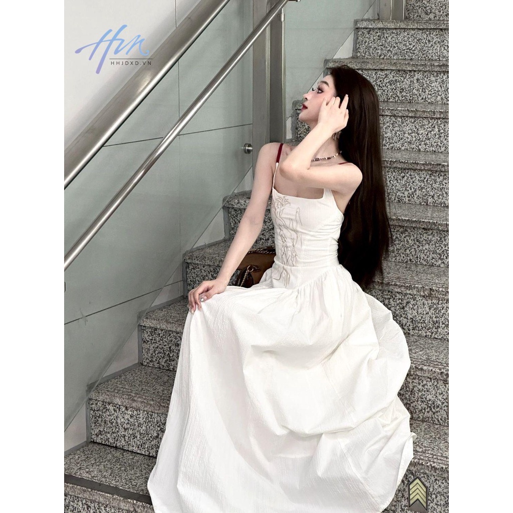 Đầm Hai Dây Dáng Dài Thêu Họa Tiết Phong Cách Trung Hoa Ngọt Ngào Thời Trang Cho Nữ