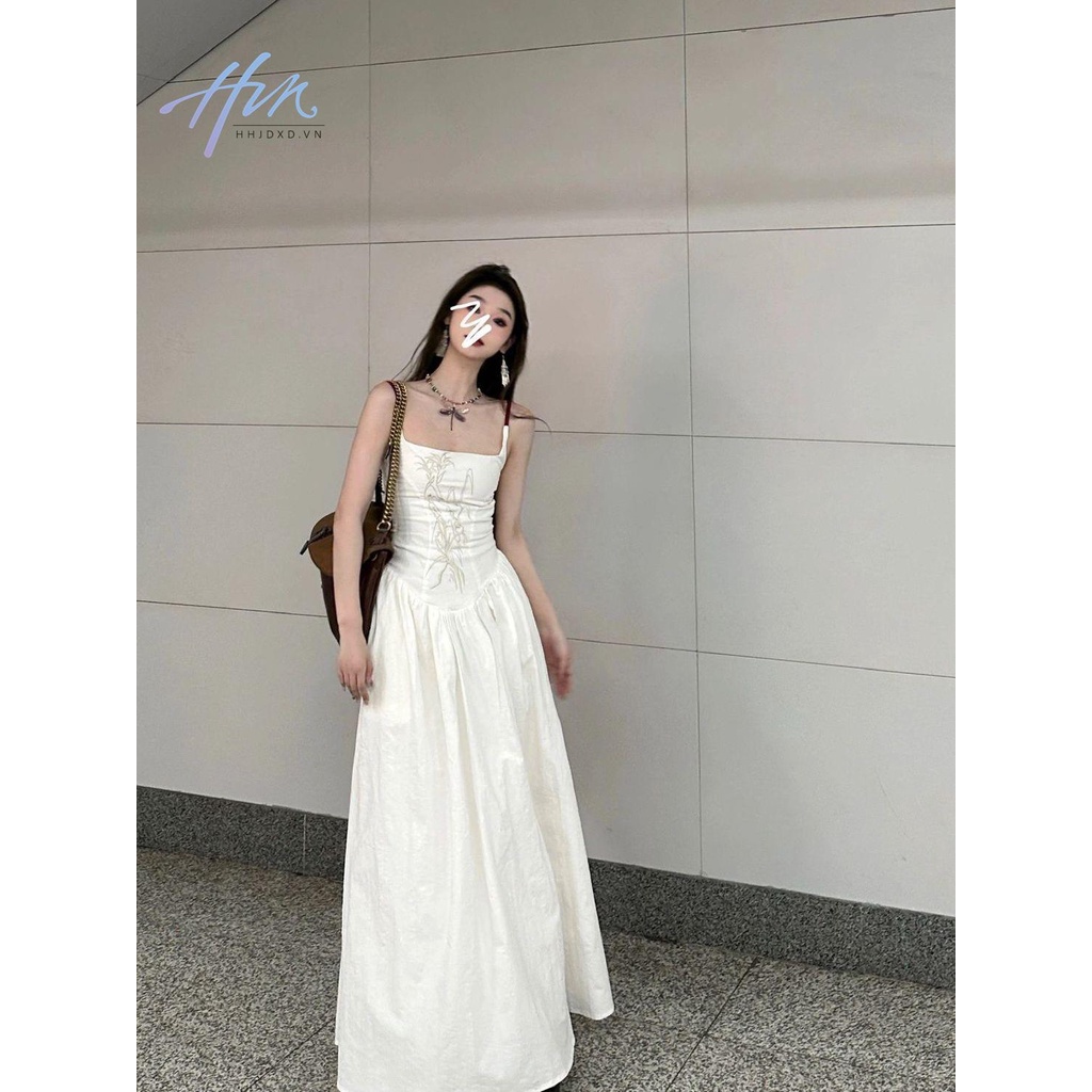 Đầm Hai Dây Dáng Dài Thêu Họa Tiết Phong Cách Trung Hoa Ngọt Ngào Thời Trang Cho Nữ