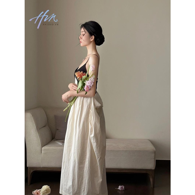 Đầm Hai Dây Dáng Dài Phong Cách Pháp Thời Trang Đi Biển Mùa Hè Cao Cấp