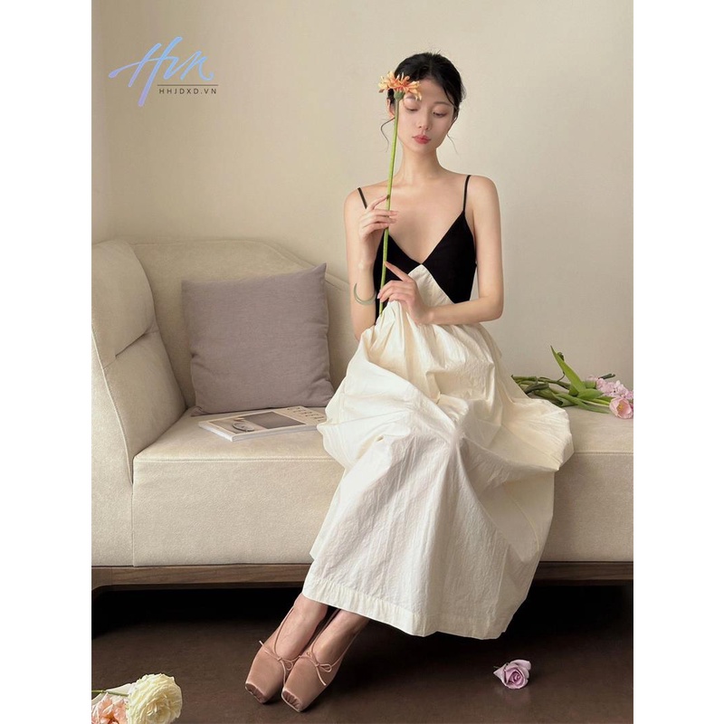Đầm Hai Dây Dáng Dài Phong Cách Pháp Thời Trang Đi Biển Mùa Hè Cao Cấp