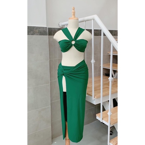 Bikini combo 3  chi tiết áo khoen tròn kèm tà xoắn hông