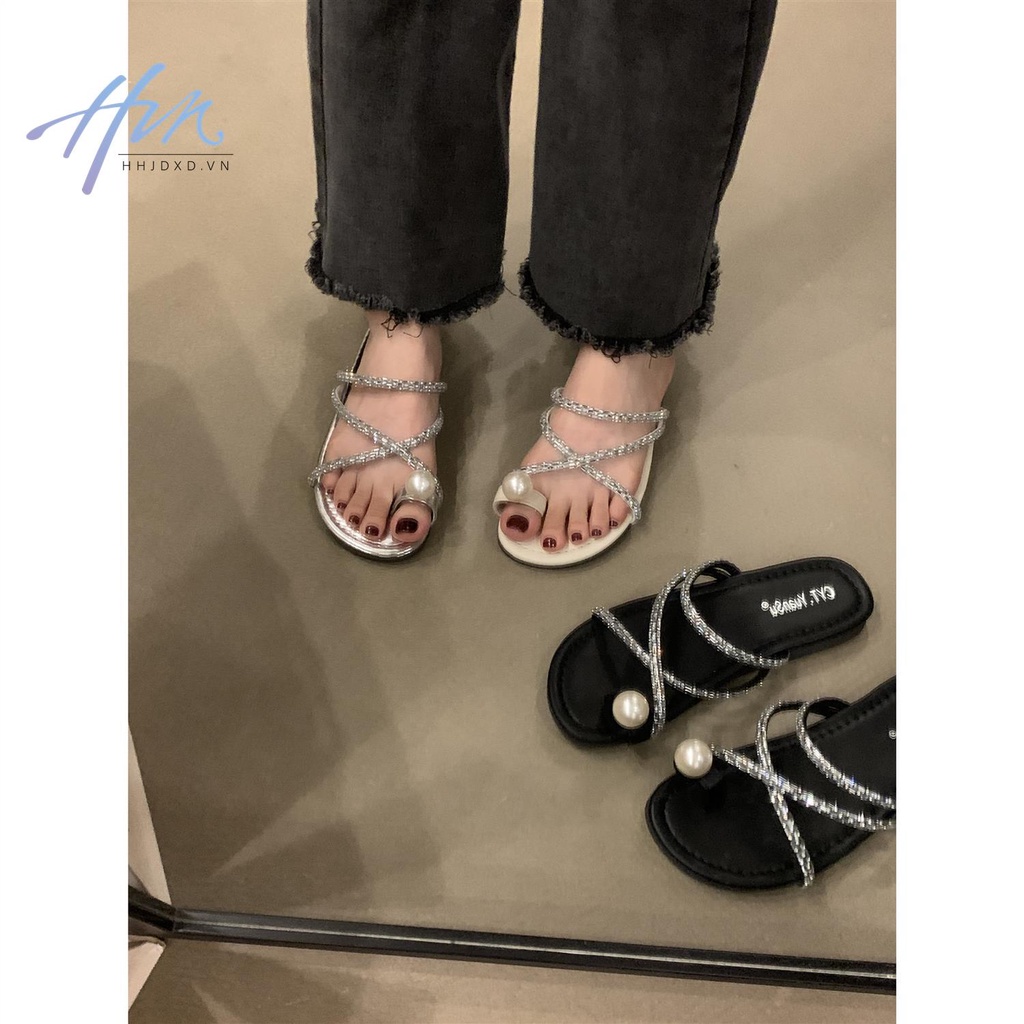 Sandal Đế Bằng Phong Cách Thời Trang Pháp 2023 Mới Mẻ Cho Nữ