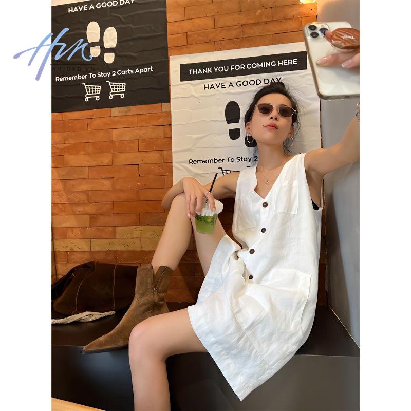 Áo Liền Quần Mỏng Mùa Hè 2023 Không Tay Cổ Chữ v Sang Trọng Cao Cấp Cho Nữ