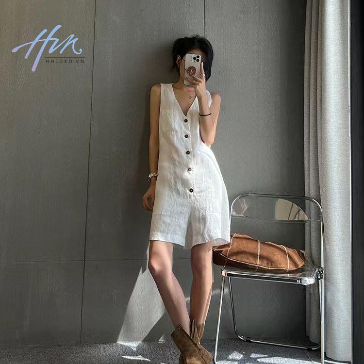 Áo Liền Quần Mỏng Mùa Hè 2023 Không Tay Cổ Chữ v Sang Trọng Cao Cấp Cho Nữ