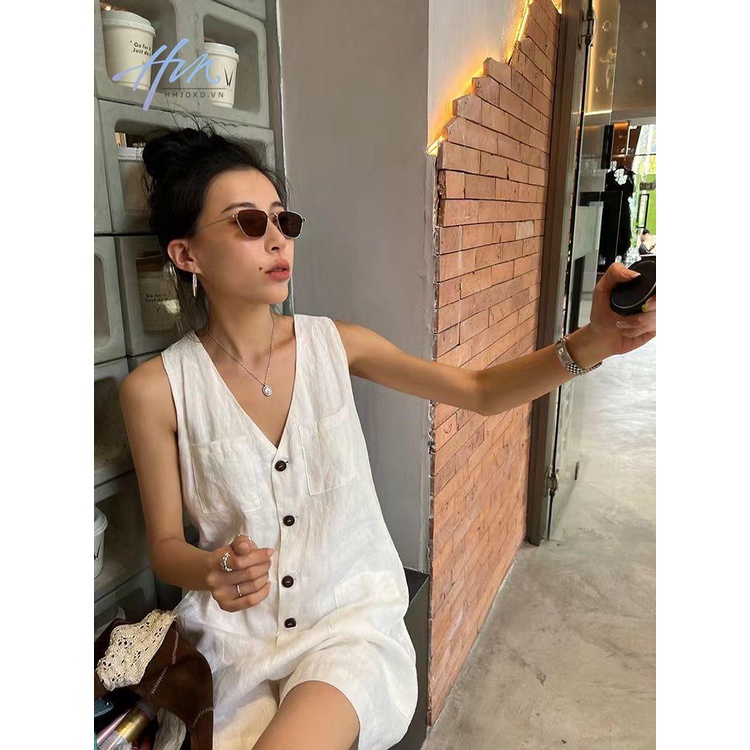Áo Liền Quần Mỏng Mùa Hè 2023 Không Tay Cổ Chữ v Sang Trọng Cao Cấp Cho Nữ