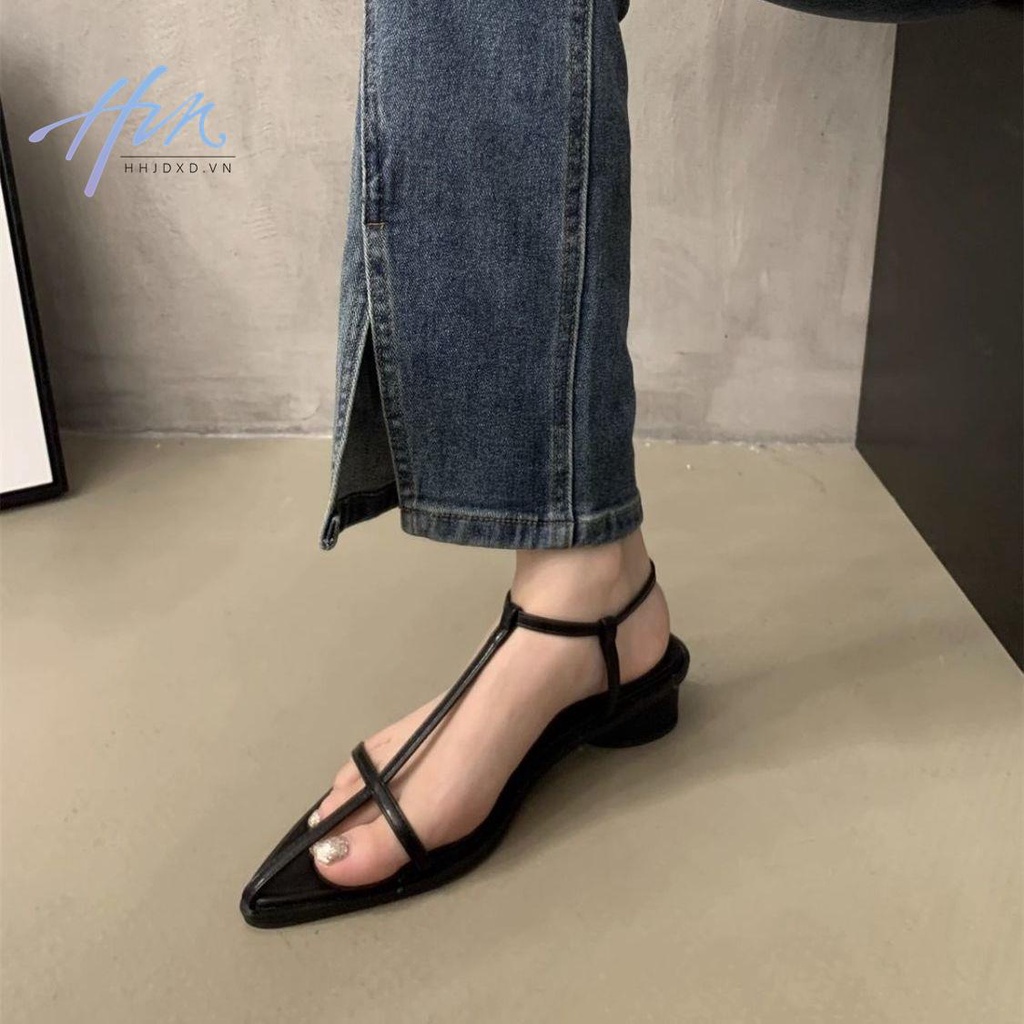 Giày Sandal Gót Vừa Dày Dặn Phong Cách Hàn Quốc Thời Trang Mùa Hè 2023 Cho Nữ
