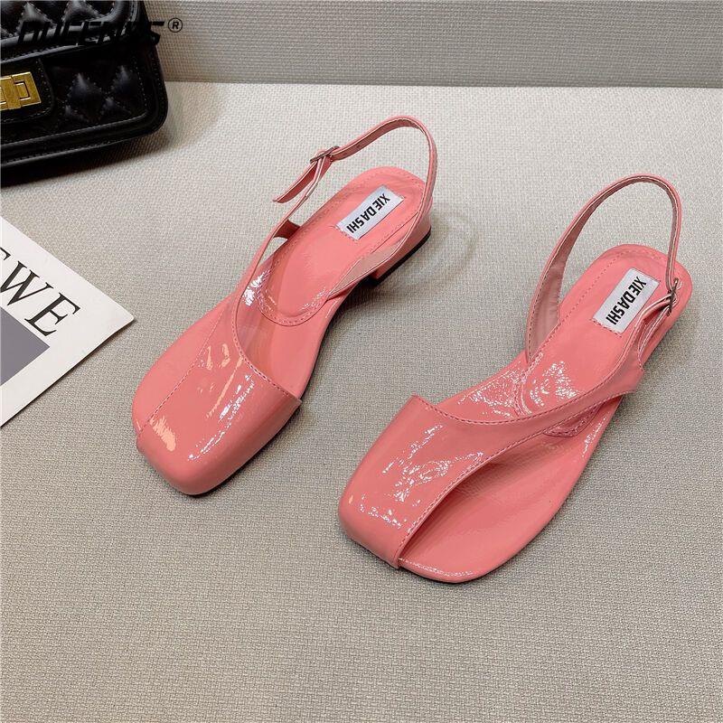 Giày Sandal Hở Ngón Đế Thấp Dày Dặn Phong Cách Âu Mỹ Thời Trang Mùa Hè 2023 Cho Nữ