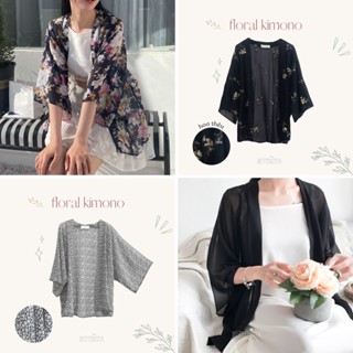 Áo khoác voan mỏng tay dài đen, áo choàng kimono đi biển chống nắng Betterista