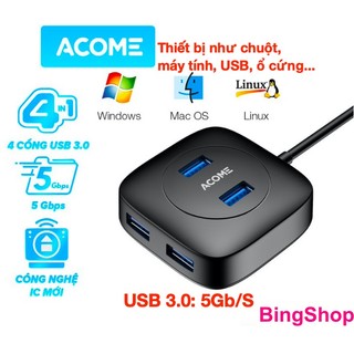 HUB USB 3.0 Bộ Chuyển Đổi 4 in1 ACOME AH300 Tốc Độ Truyền Tải Cao Công nghệ IC Mới - Hàng Chính Hãng