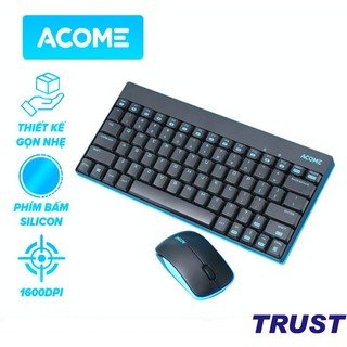 Bộ Bàn Phím Và Chuột Không Dây Nhỏ Gọn ACOME AKM2000 2.4GHz Độ Phân Giải 1600DPI Bảo Hành 12 Tháng