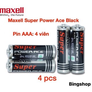 Pin tiểu AAA Maxell 4 viên 1.5v chính hãng (pin số 7, pin tiểu nhỏ) - Maxell Super Power Ace Black R03