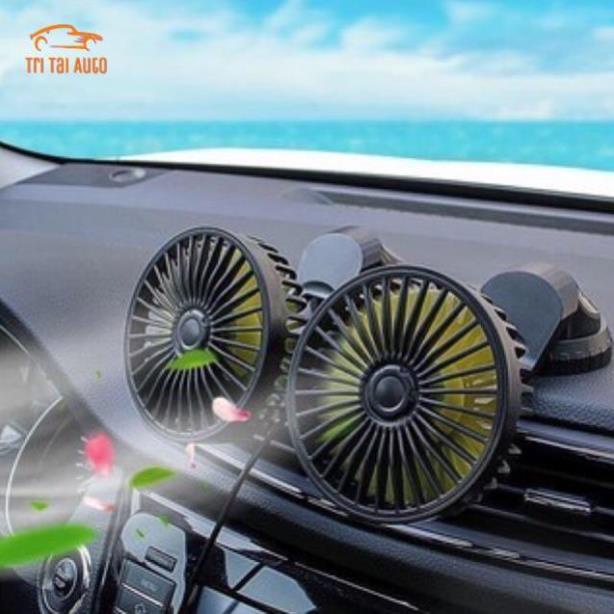 Quạt máy đôi mini 12v, 24v xoay 360 tiện ích trên ô tô, xe hơi cao cấp | BigBuy360 - bigbuy360.vn