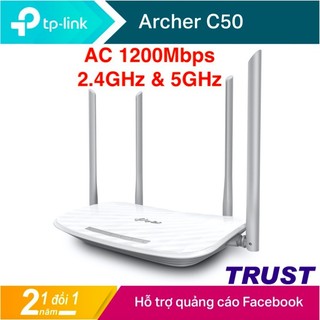 TP-Link AC 1200Mbps Bộ phát wifi không dây (Thiết bị mạng) - Archer C50 - Hàng Chính Hãng