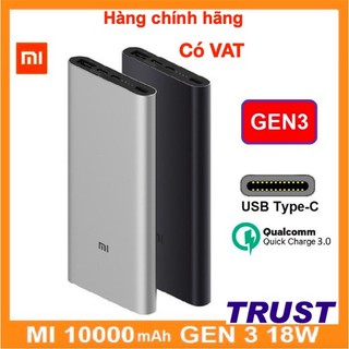 12.12 Hot Deals- [Bản Quốc Tế] 10000mAh-Pin sạc dự phòng Xiaomi Mi Gen 3 10000 mAh 18W - Hàng chính hãng