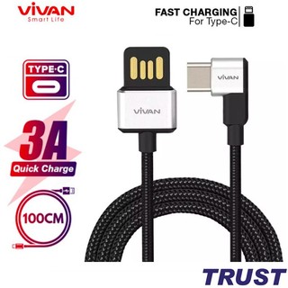 Cáp sạc type-c gaming vivan bọc dù 1m cổng kết nối chữ l 90 độ - bwc100