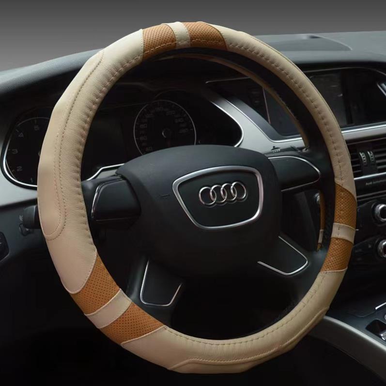 Bọc vô lăng ô tô chất liệu da bò thật nguyên tấm cho các dòng xe 4 đến 16 chỗ size 38cm | BigBuy360 - bigbuy360.vn