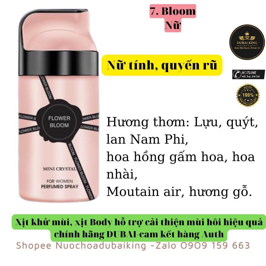 Xịt khử mùi nách, xịt thơm body mist hương nước hoa hỗ trợ cải thiện mùi hôi hiệu quả chính hãng DUBAI 250mLsiêu thơm