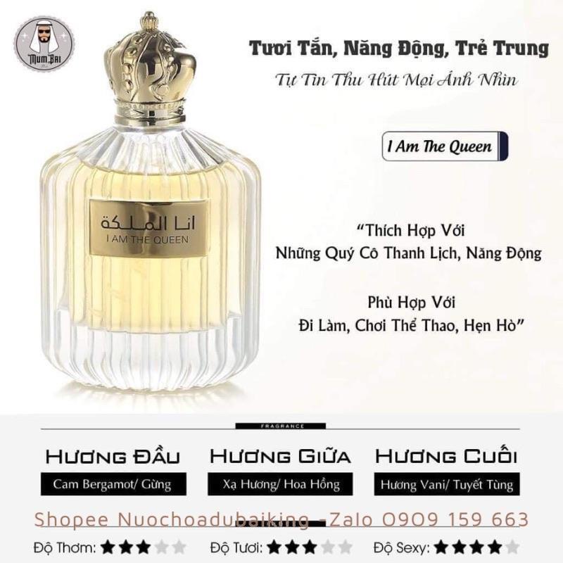 Nước Hoa Dubai Chính Hãng Sang Trọng, Quyến Rũ, Thơm Cực Lâu I Am The Queen 100ml