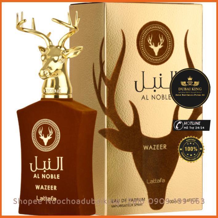 Nước hoa nam Wazeer Al Noble Lattafa hương gỗ, ngọt, phấn, iris, thơm, trái cây tươi mát, ấm áp và sâu sắc