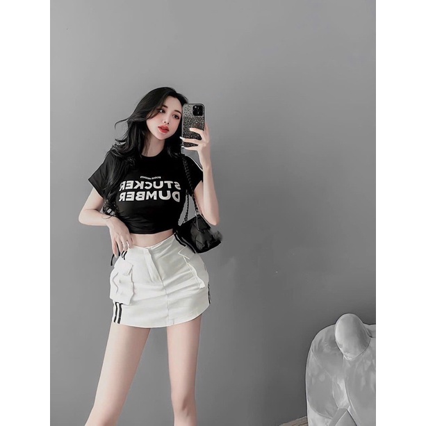 Chân Váy TÚI HỘP PHỐI SỌC SIU HOT, Chất KaKi, Size SML, Kèm Hình Thật.Kiểu Dáng Trẻ Trung Năng Động.