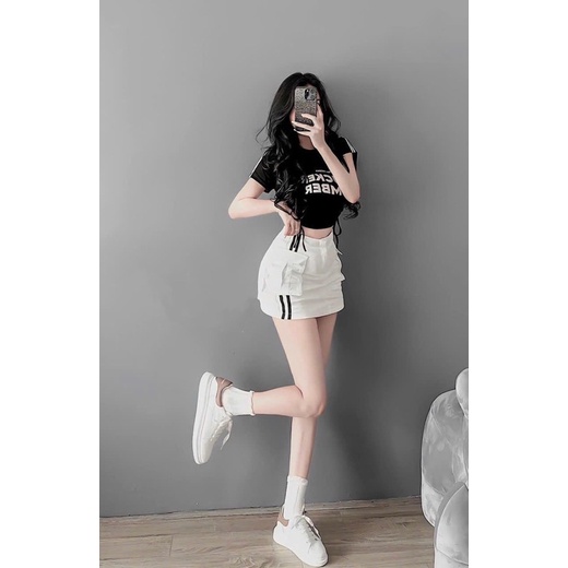 Chân Váy TÚI HỘP PHỐI SỌC SIU HOT, Chất KaKi, Size SML, Kèm Hình Thật.Kiểu Dáng Trẻ Trung Năng Động.