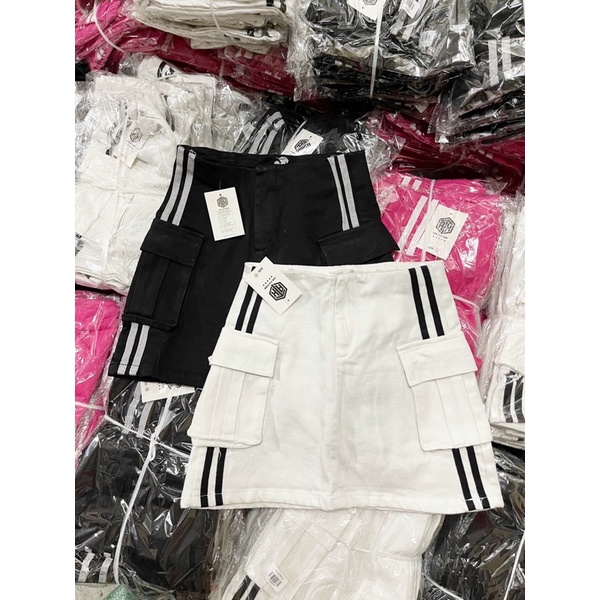 Chân Váy TÚI HỘP PHỐI SỌC SIU HOT, Chất KaKi, Size SML, Kèm Hình Thật.Kiểu Dáng Trẻ Trung Năng Động.