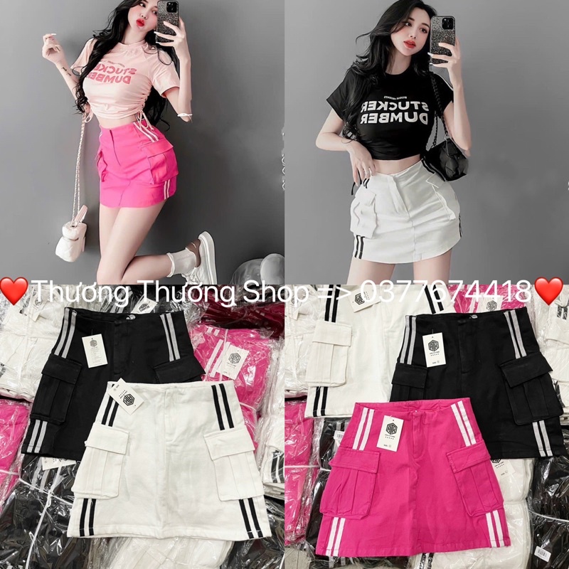 Chân Váy TÚI HỘP PHỐI SỌC SIU HOT, Chất KaKi, Size SML, Kèm Hình Thật.Kiểu Dáng Trẻ Trung Năng Động.