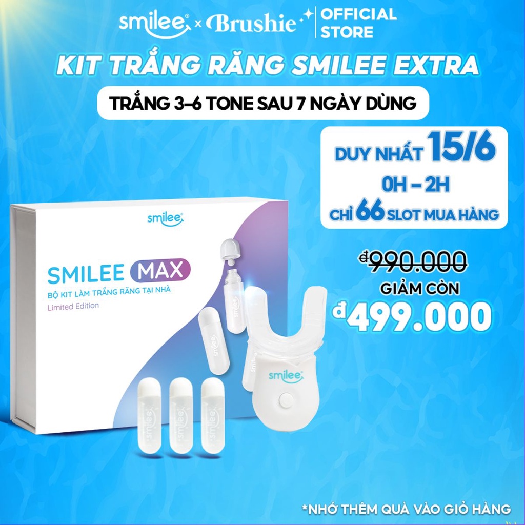 Bộ Kit Smilee Max tẩy trắng răng từ 3-6 tone sau 1 liệu trình tại nhà an toàn tiện lợi - Hàng Chính Hãng