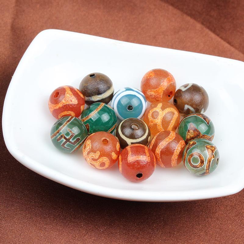 Chuỗi Hạt Đá Mã Não Dzi 10mm 10mm Độ Sáng Cao Dùng Làm Trang Sức Thủ Công