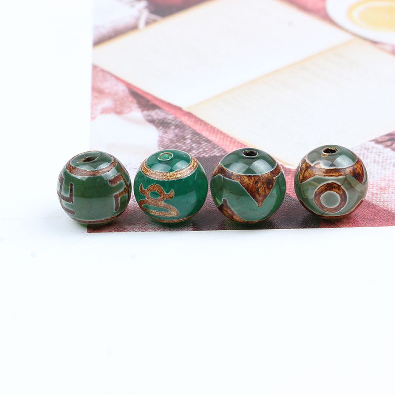 Chuỗi Hạt Đá Mã Não Dzi 10mm 10mm Độ Sáng Cao Dùng Làm Trang Sức Thủ Công