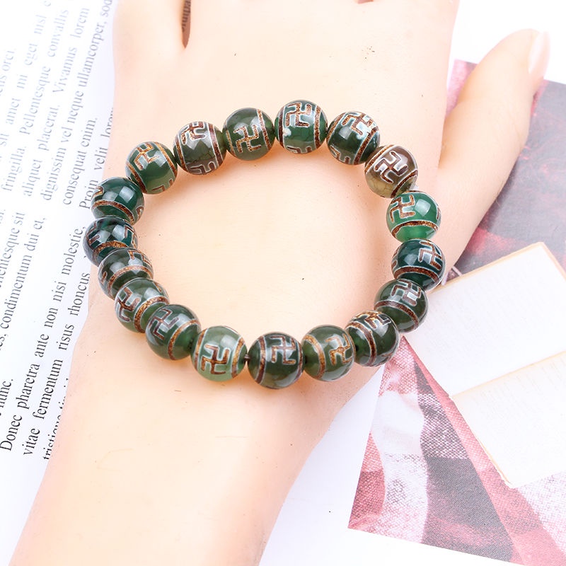 Chuỗi Hạt Đá Mã Não Dzi 10mm 10mm Độ Sáng Cao Dùng Làm Trang Sức Thủ Công