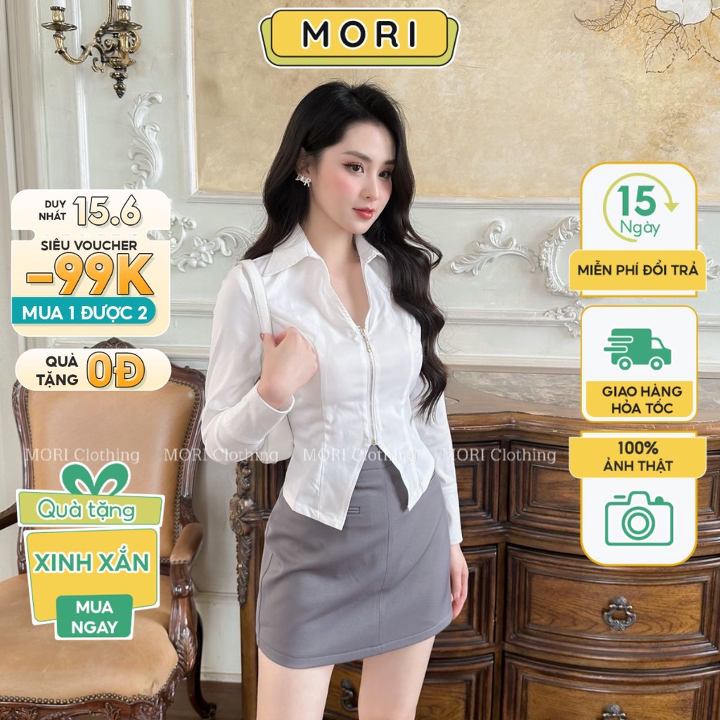 Áo sơ mi nữ dài tay thiết kế chất liệu kaki 2 da hàn quốc cao cấp đi chơi đi làm hot trend thời trang MORI CLOTHING A872