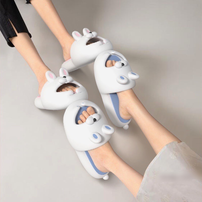 Dép bánh mì nữ Thỏ Xinh đế mềm chống trơn trượt hoạt hình dễ thương, dép quai ngang nữ ulzzang đế cao dép sandal nữ