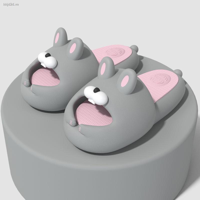 Dép bánh mì nữ Thỏ Xinh đế mềm chống trơn trượt hoạt hình dễ thương, dép quai ngang nữ ulzzang đế cao dép sandal nữ