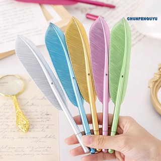 Bộ 2 Cây Bút Bi Hình Lông Vũ Màu Sắc Ánh Kim Siêu Nhẹ Tiện Dụng Cho Văn Phòng