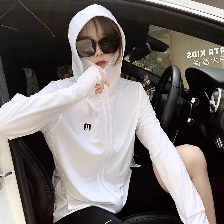 Áo Khoác Chống Nắng Bằng Lụa Lạnh Mỏng Tay Dài Có Nón Chống Tia Cực Tím Thoáng Khí Thời Trang Mùa