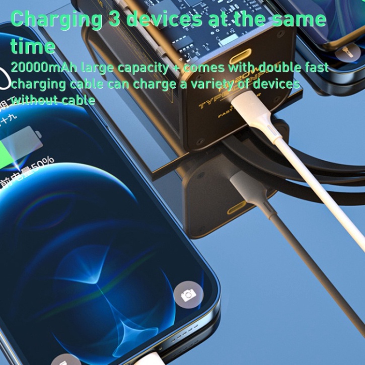 Sạc dự phòng trong suốt WEKOME WP-345/347 10000mAh/20000mAh kèm cáp hỗ trợ sạc nhanh lên đến 22,5W bảo hành chính hãng