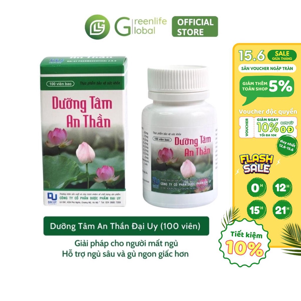 Ngủ ngon DƯỠNG TÂM AN THẦN- Đại Uy (hộp 100 viên) - giúp ăn ngủ ngon nguồn gốc dược liệu thiên nhiên