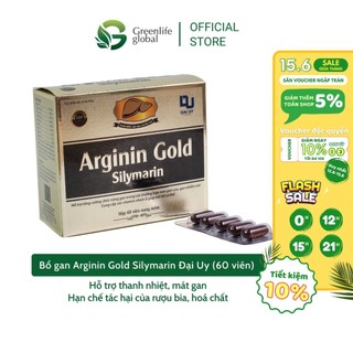 Bổ gan Arginin Gold Silymarin Đại Uy thải độc gan, thanh nhiệt cơ thể, tăng cường chức năng gan (hộp 60 viên)