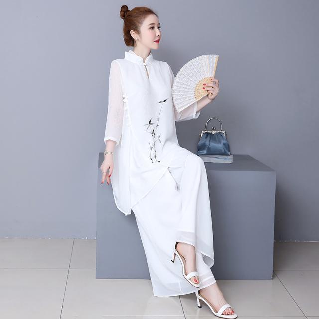Hàng Mới Về Mới Áo Chiffon Ba Lỗ Dáng Lửng Phong Cách Trung Hoa Cách Tân Thời Trang Mùa Hè Cho Nữ