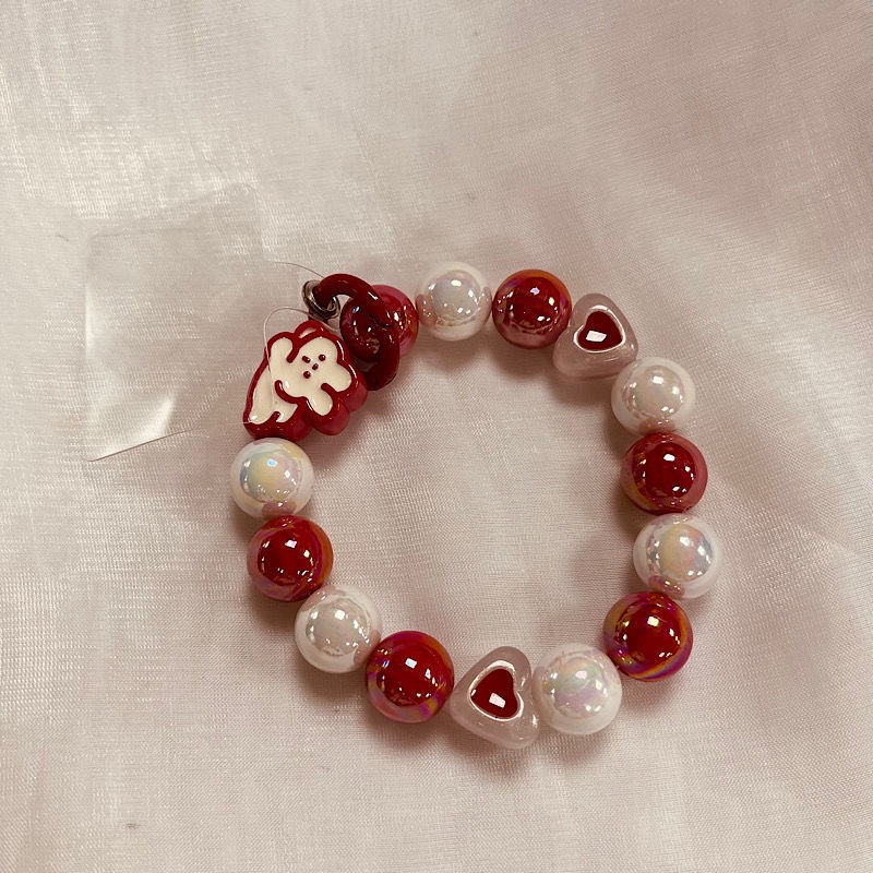 Dây Đeo Tay Tự Làm Thủ Công Chống Thất Lạc Hình Thỏ Hoạt Hình Màu Đỏ Phong Cách Trung Hoa